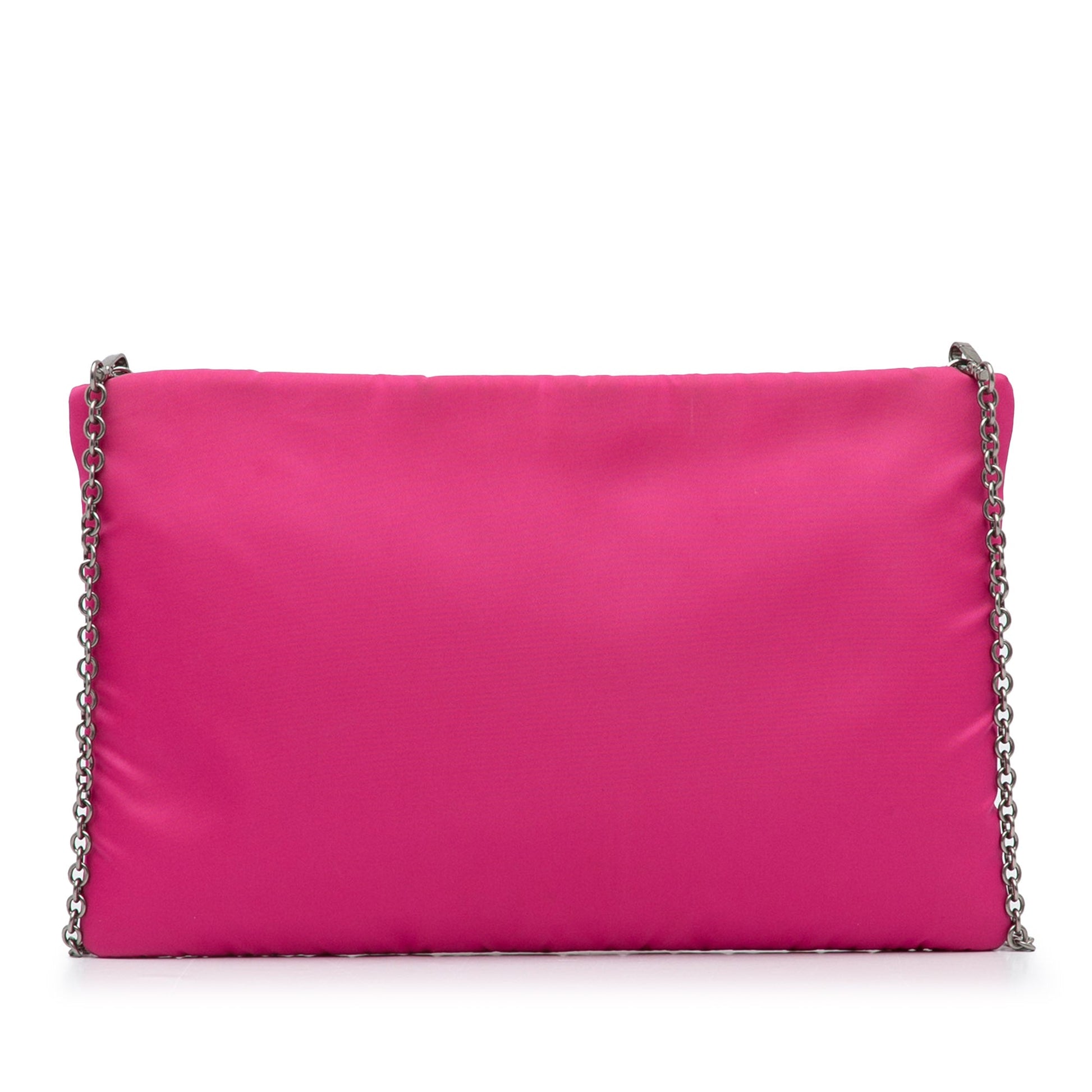 PRADA - Pink Tessuto Fluo Clutch on Chain - Handbags, Wallets & Cases - 3