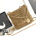 CC Mini 22 bag gold woven cowhide front view luxury handbag
