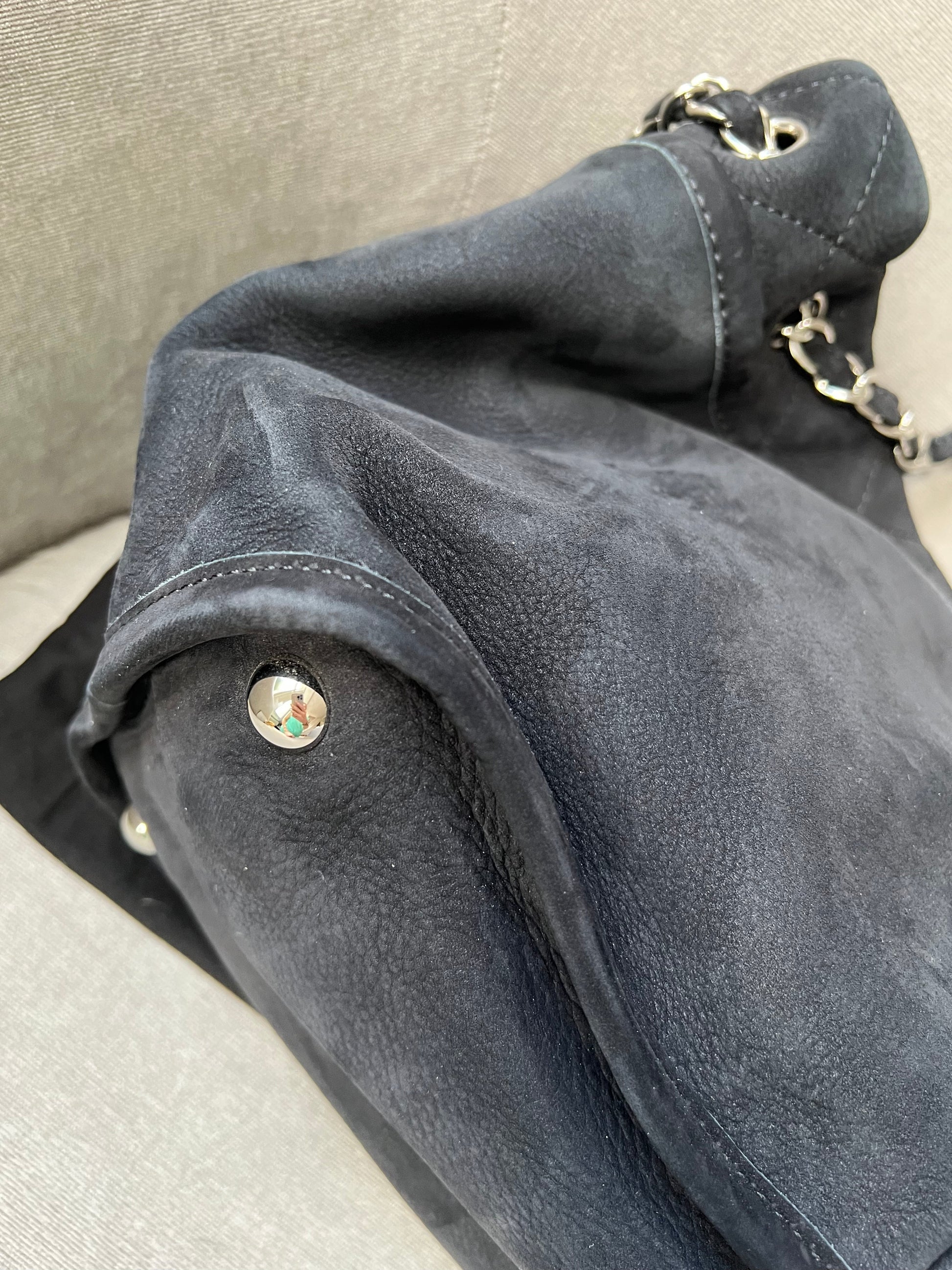 Chanel Natural Beauty Tote in Black Suede Nubuck Caviar with Silver Hardware - 19