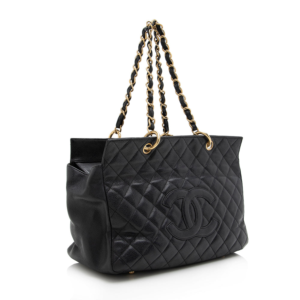Chanel Caviar Leather Petite Timeless Tote (SHF-17772) - Handbags