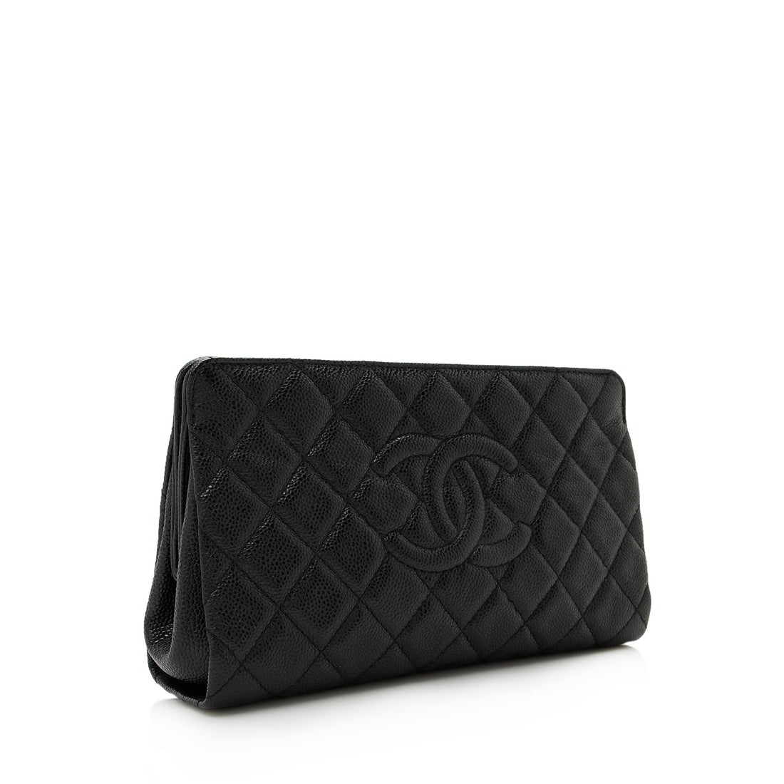 Chanel Caviar Leather Timeless CC Frame Clutch (SHF-22756) - Handbags