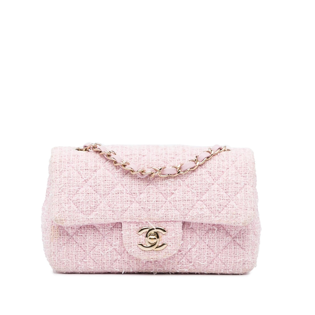 Chanel Classic Mini Rectangular Tweed Flap Bag (SHG-gxVLfm) - Handbags