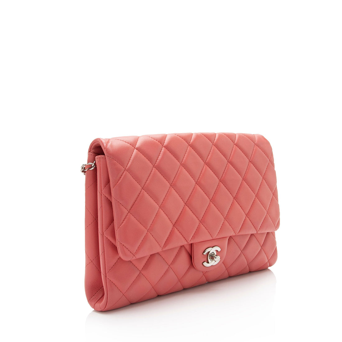 Chanel Lambskin Flap Clutch on Chain (SHF-1nJPM6) - Handbags