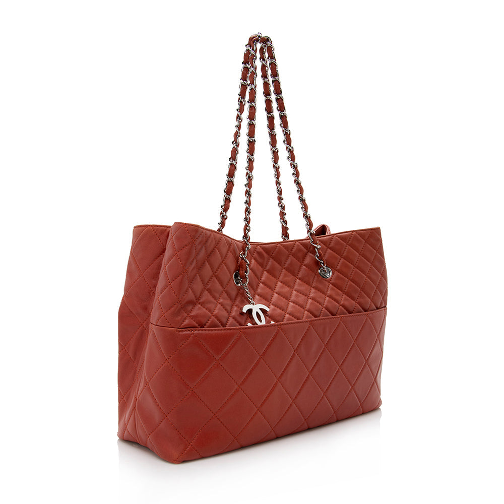Chanel Lambskin Pocket Shopper Tote (SHF-15652) - Handbags