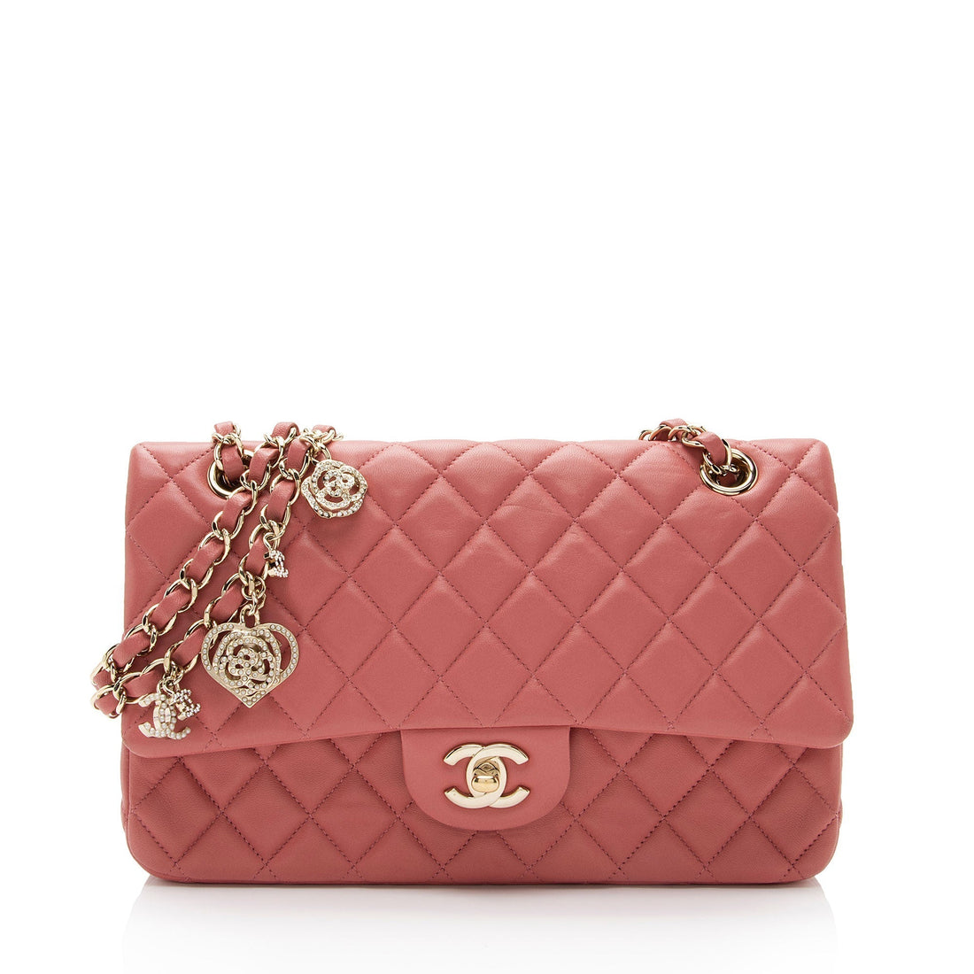 Chanel Limited Edition Lambskin Valentine Classic Medium Single Flap Bag (SHF-M2VY9h) - Handbags