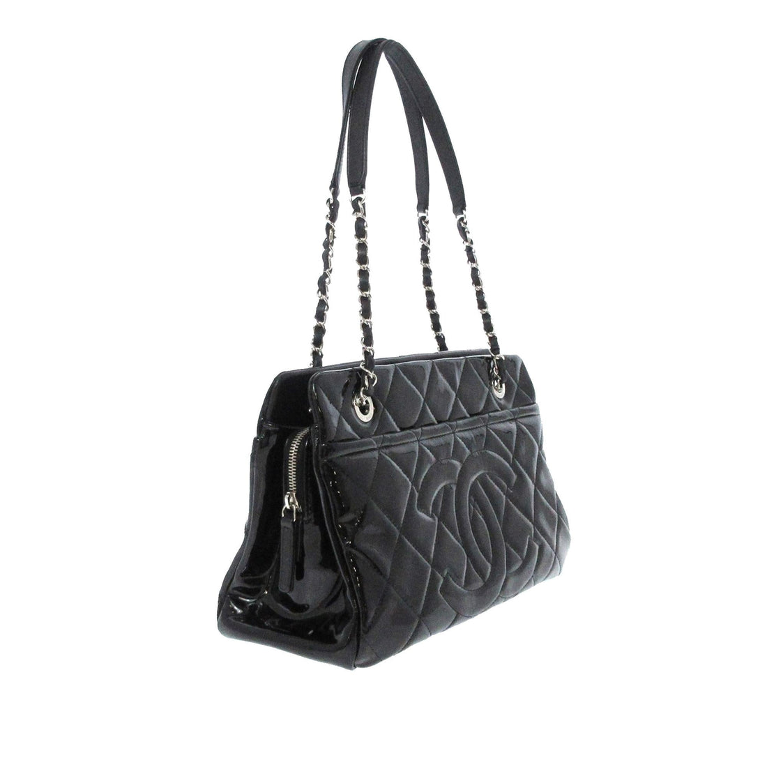 Chanel Medium CC Patent Soft Shopper Tote (SHG-6NWuRM) - Handbags