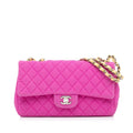Chanel Medium Classic Jersey Single Flap (SHG-C2De9X) - Handbags