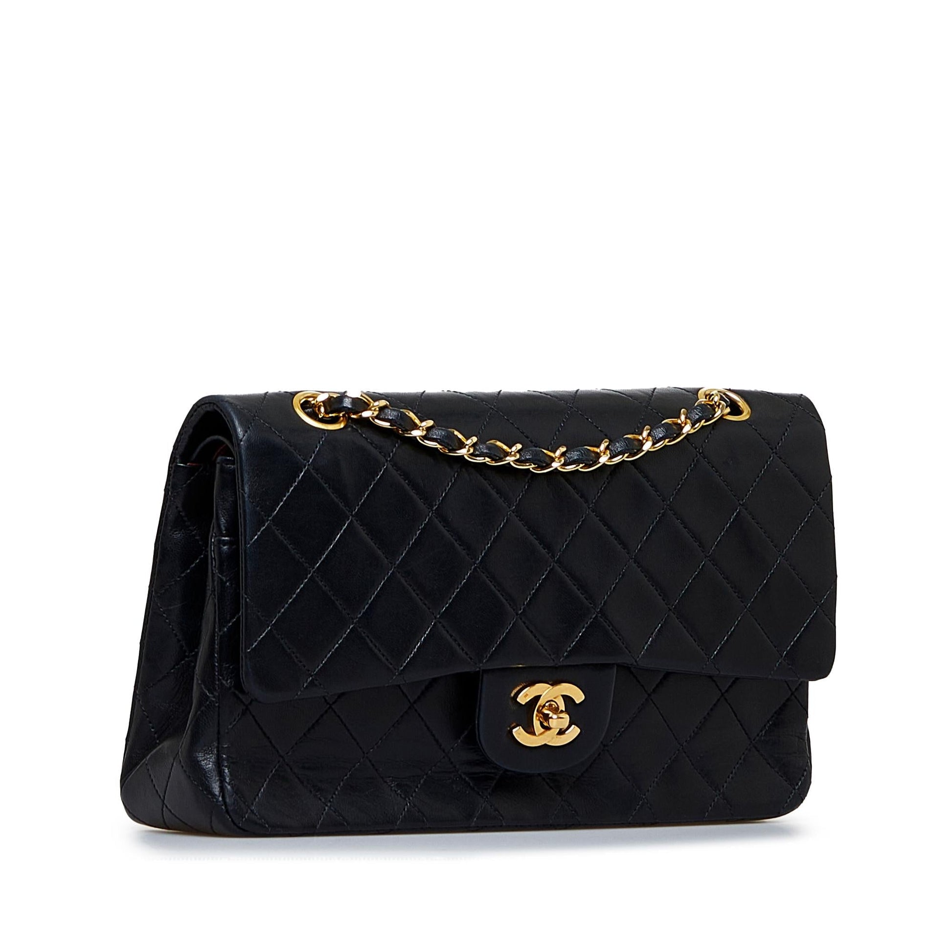 Chanel Medium Classic Lambskin Double Flap (SHG-3vAjNA) - Handbags