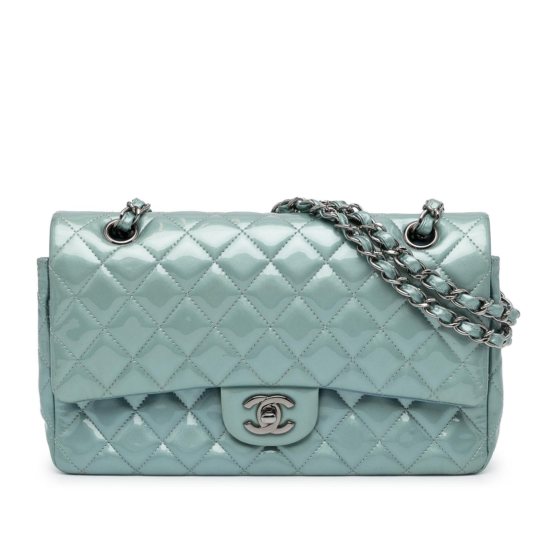 Chanel Medium Classic Patent Double Flap (SHG-cjeRoa) - Handbags