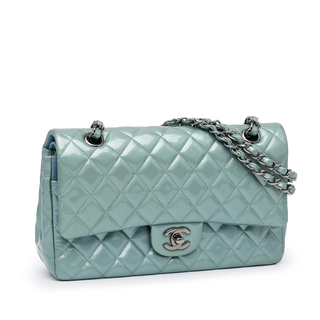 Chanel Medium Classic Patent Double Flap (SHG-cjeRoa) - Handbags