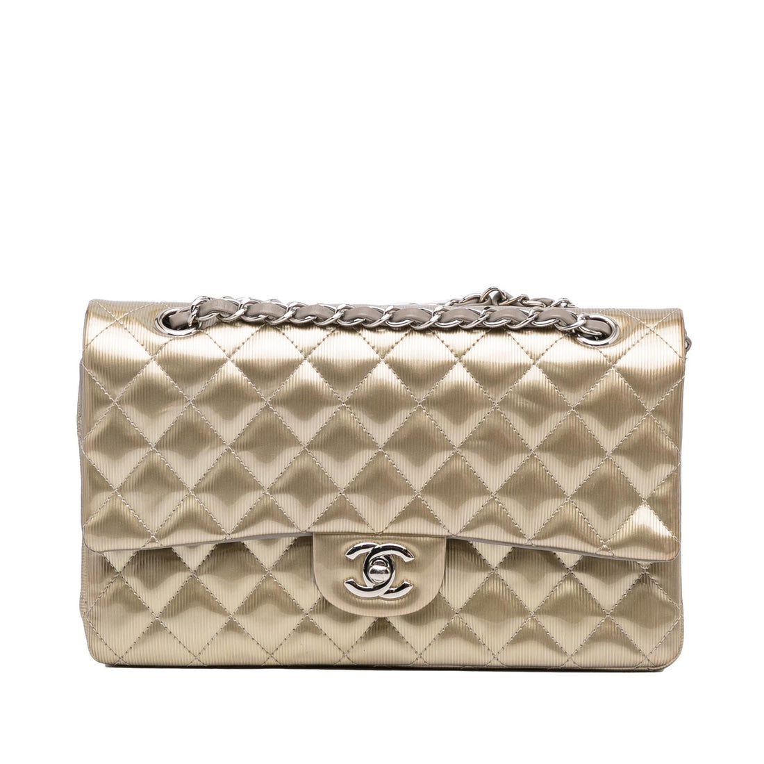 Chanel Medium Classic Patent Double Flap (SHG-3h9zSy) - Handbags