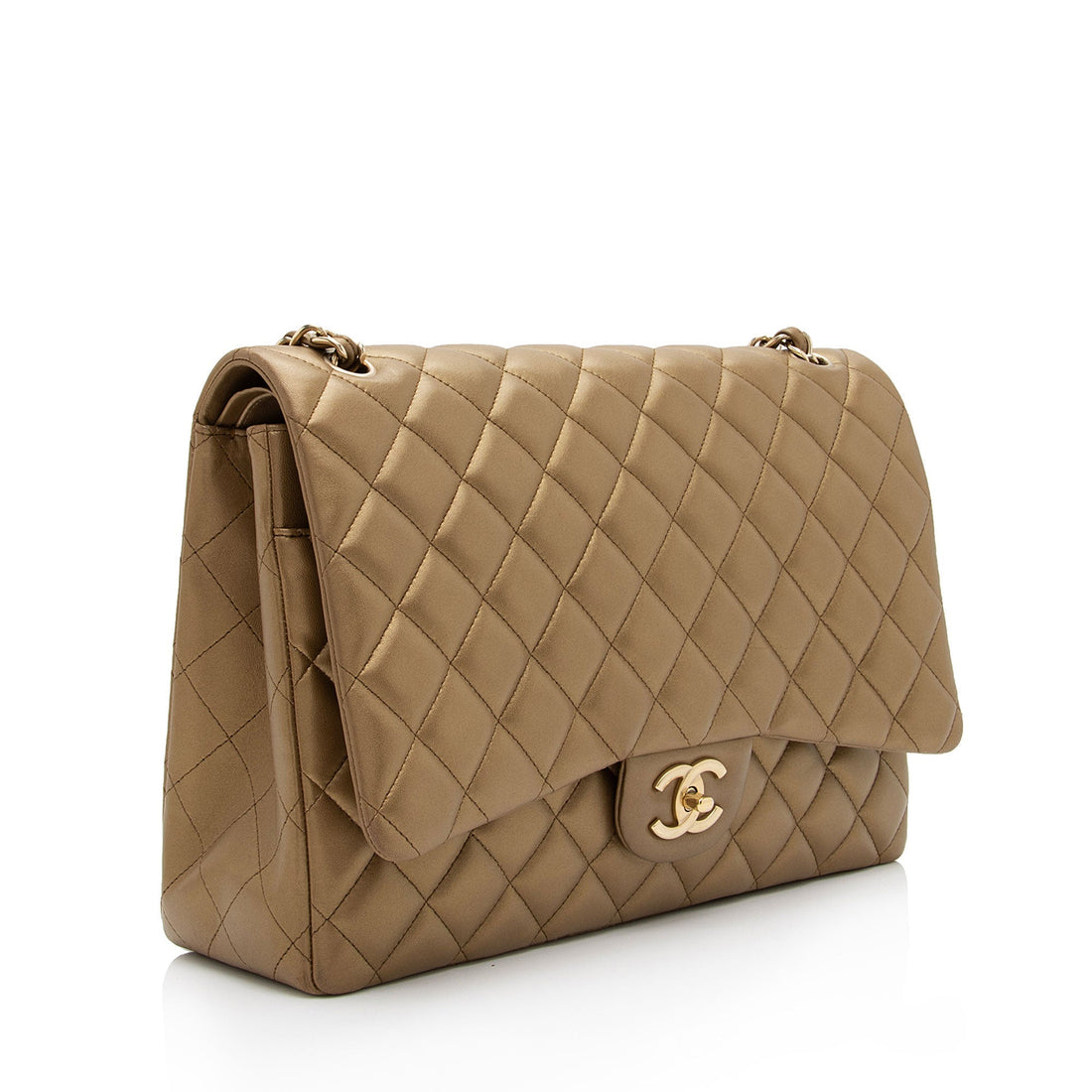 Chanel Metallic Lambskin Classic Maxi Double Flap Bag (SHF-kjT4fr) - Handbags