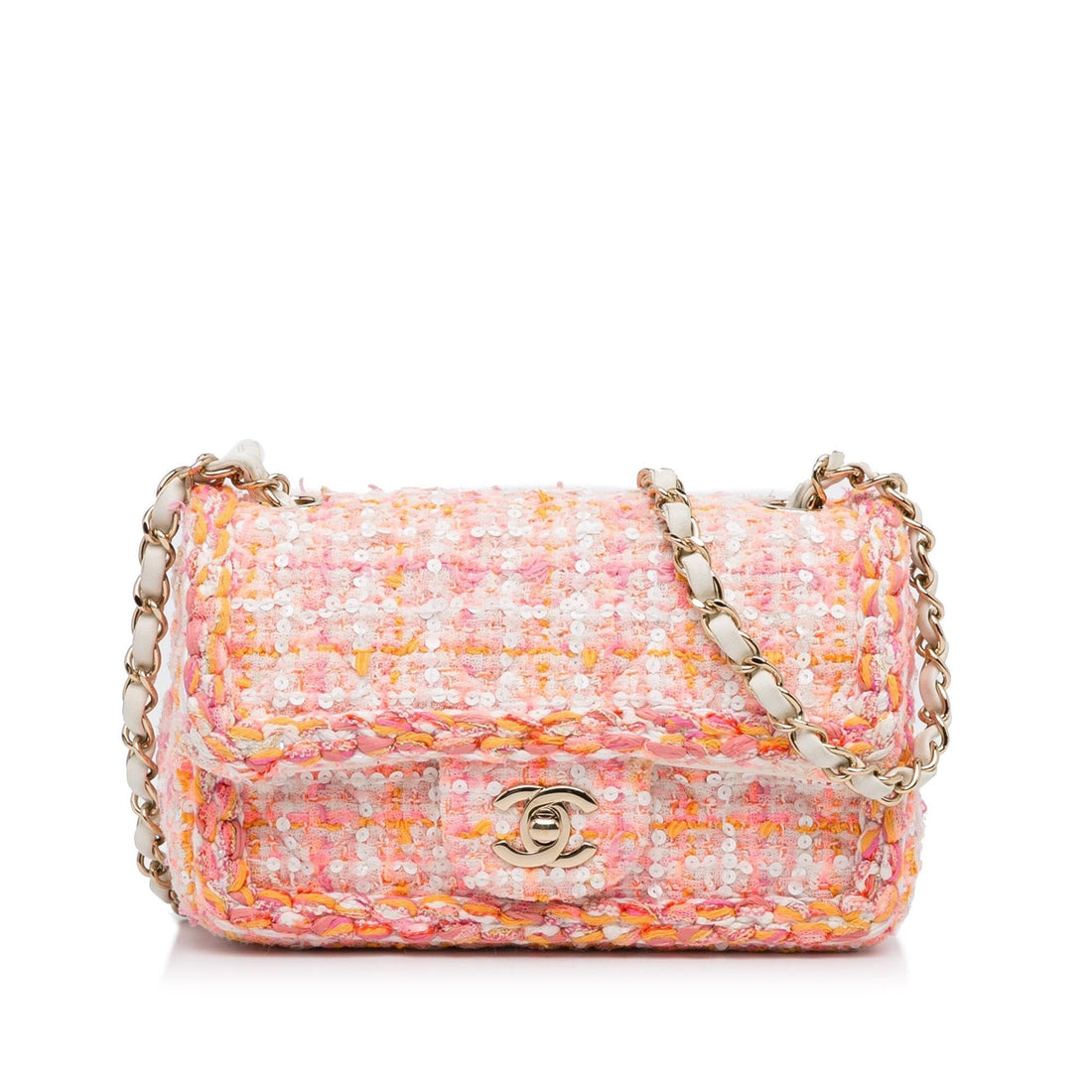 Chanel Mini Classic Embellished Tweed Flap Bag (SHG-xnY6RF) - Handbags