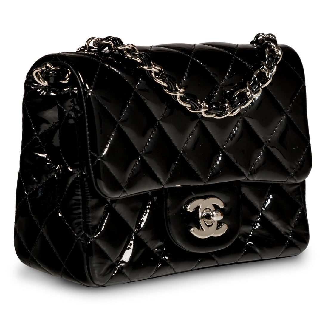 Classic Flap Bag - Mini Square - Patent - Shoulder Bags