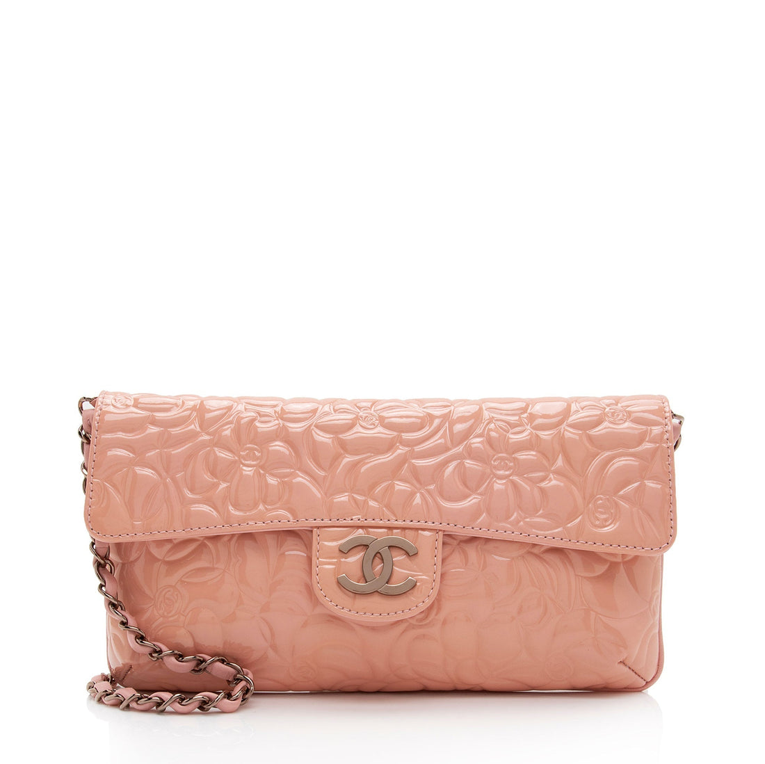 Chanel Patent Leather Camellia Classic Single Flap Bag (SHF-xZYOWM) - Handbags