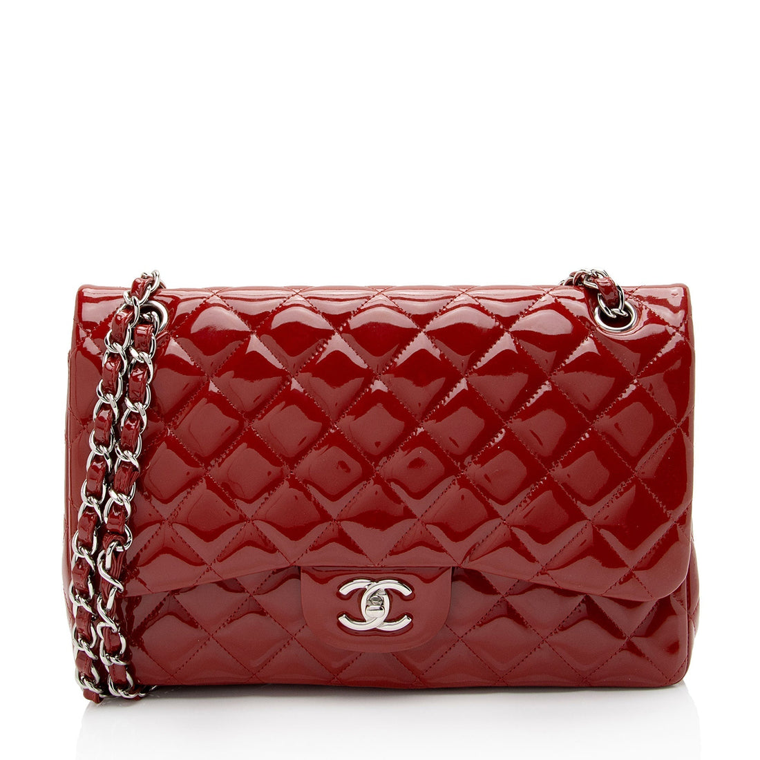 Chanel Patent Leather Classic Jumbo Double Flap Bag (SHF-Zki3Oi) - Handbags