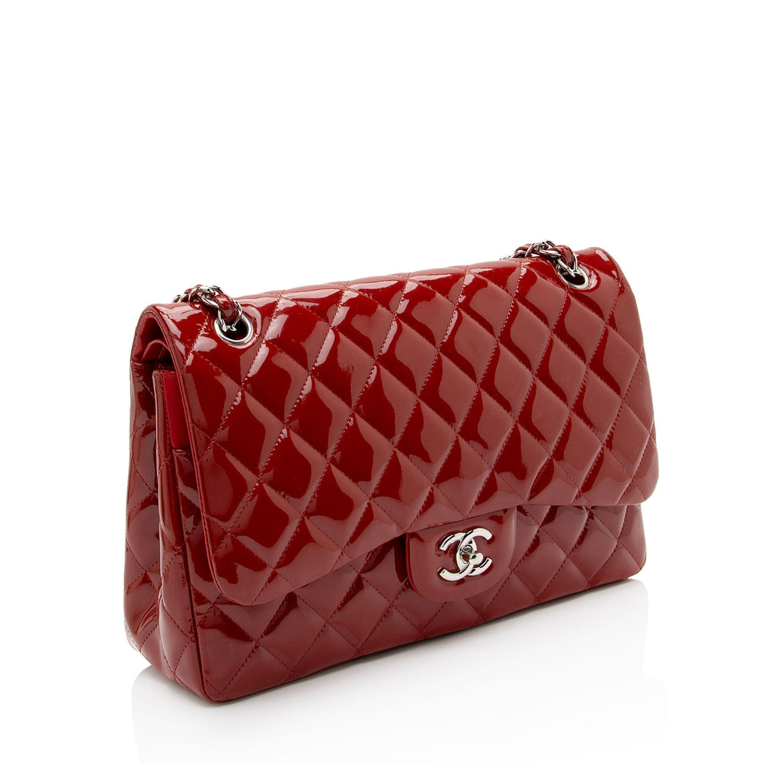 Chanel Patent Leather Classic Jumbo Double Flap Bag (SHF-Zki3Oi) - Handbags