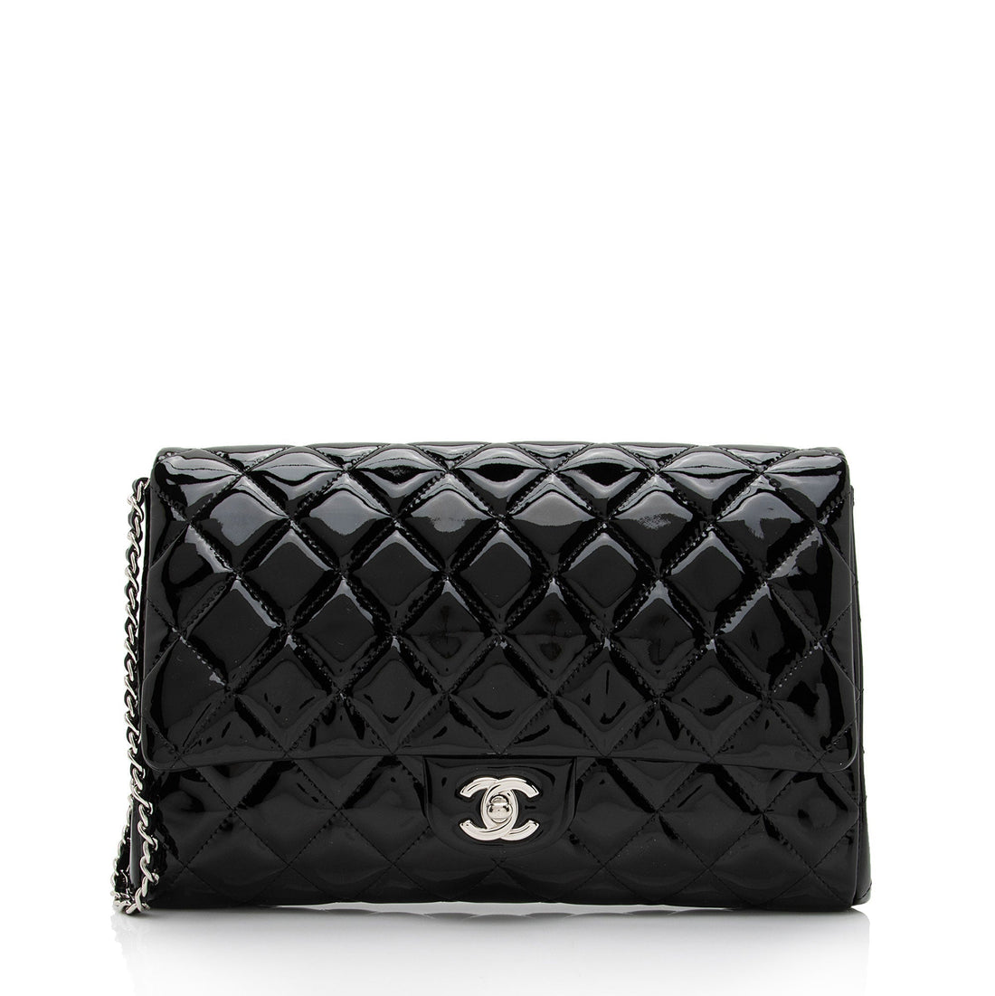 Chanel Patent Leather Flap Clutch on Chain (SHF-9c9WQx) - Handbags
