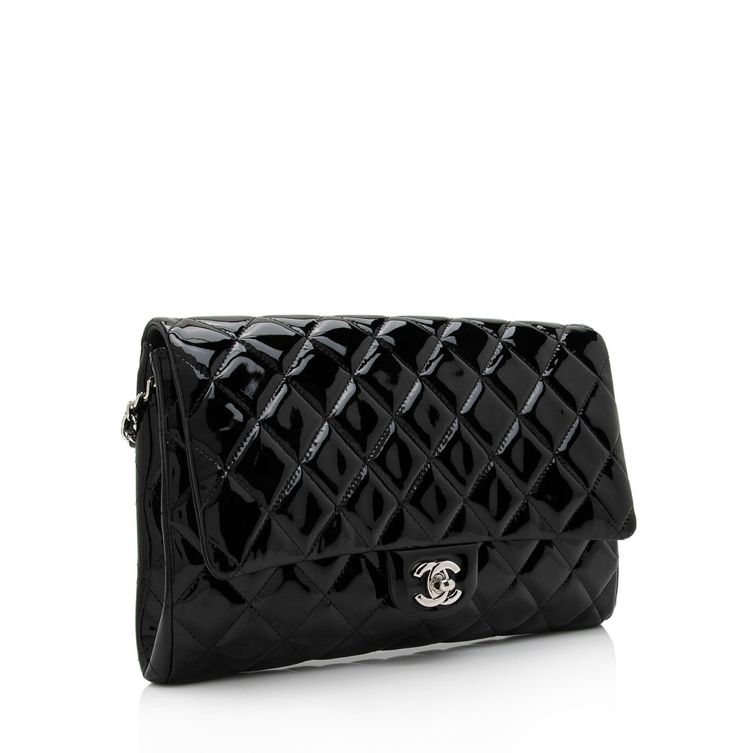 Chanel Patent Leather Flap Clutch on Chain (SHF-9c9WQx) - Handbags