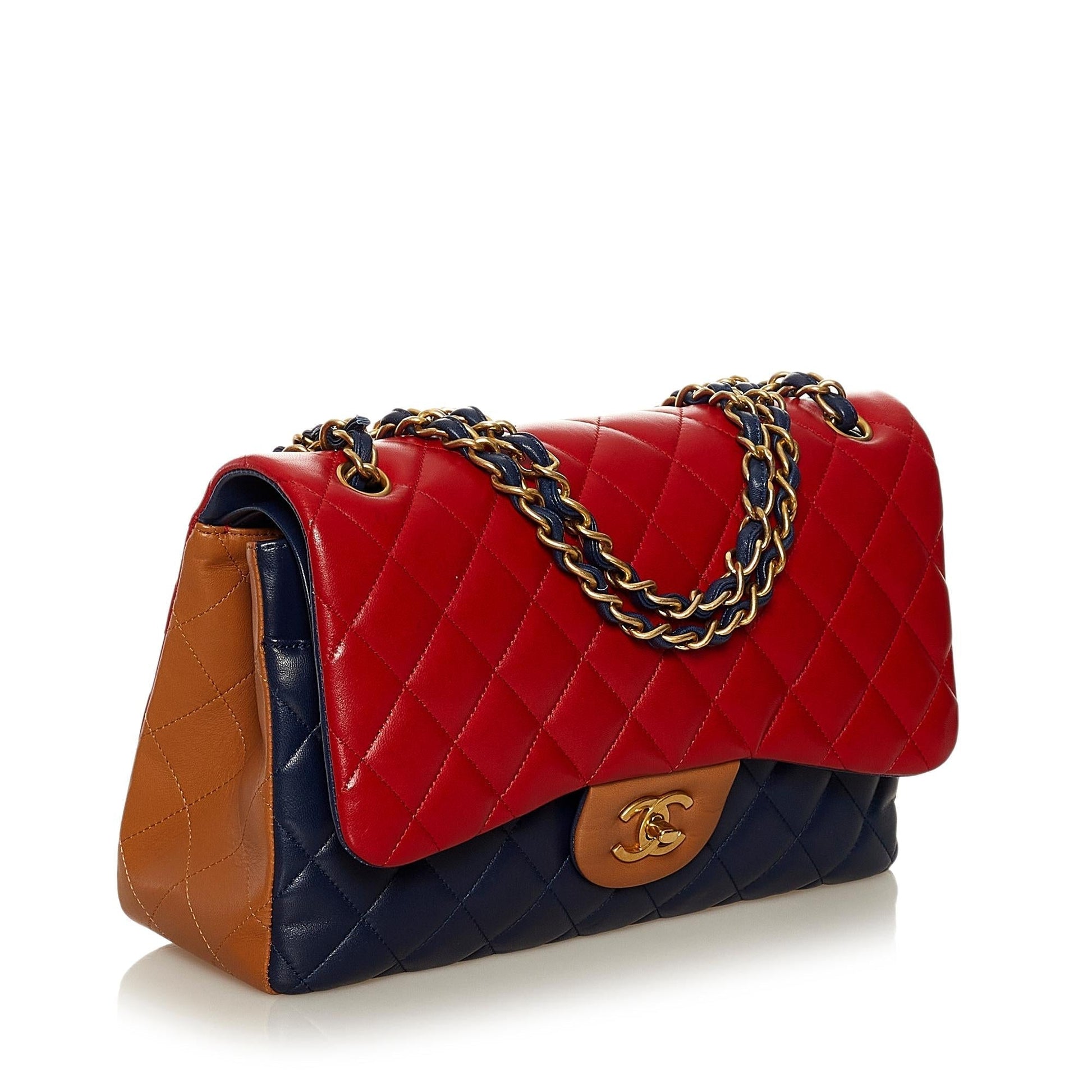 Chanel Tricolor Medium Classic Double Flap bag (SHG-B078YB) - Handbags