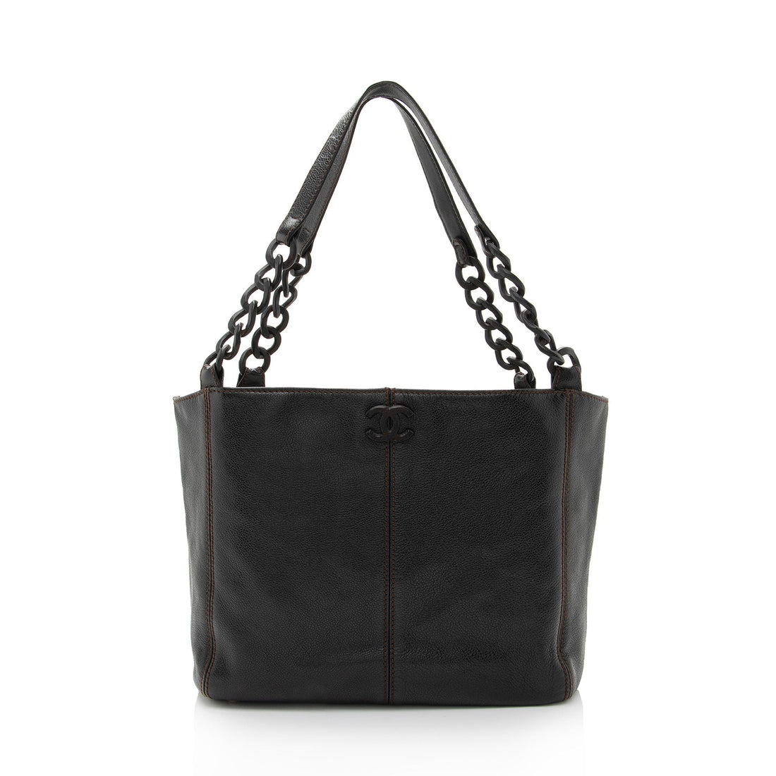 Chanel Vintage Leather Wood Chain Tote (SHF-bz2XaF) - Handbags