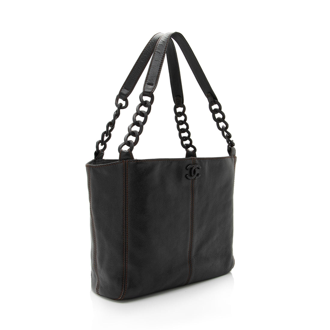 Chanel Vintage Leather Wood Chain Tote (SHF-bz2XaF) - Handbags