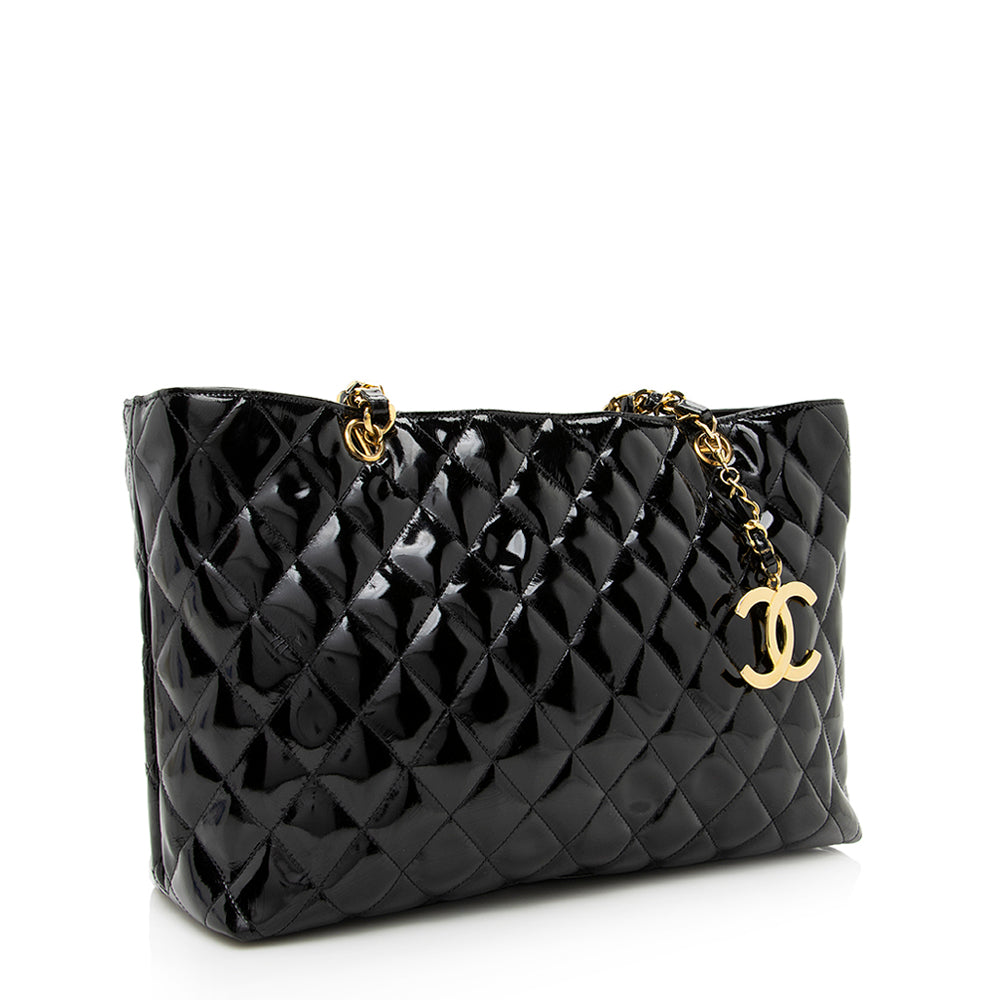 Chanel Vintage Patent Leather CC Tote - FINAL SALE (SHF-19446) - Handbags