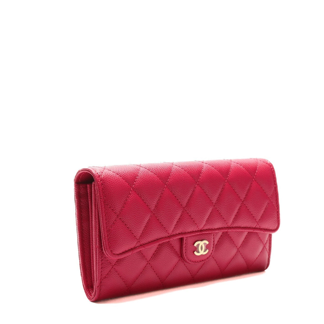 CHANEL CC Gusset Classic Flap Wallet Pink Caviar - Wallet