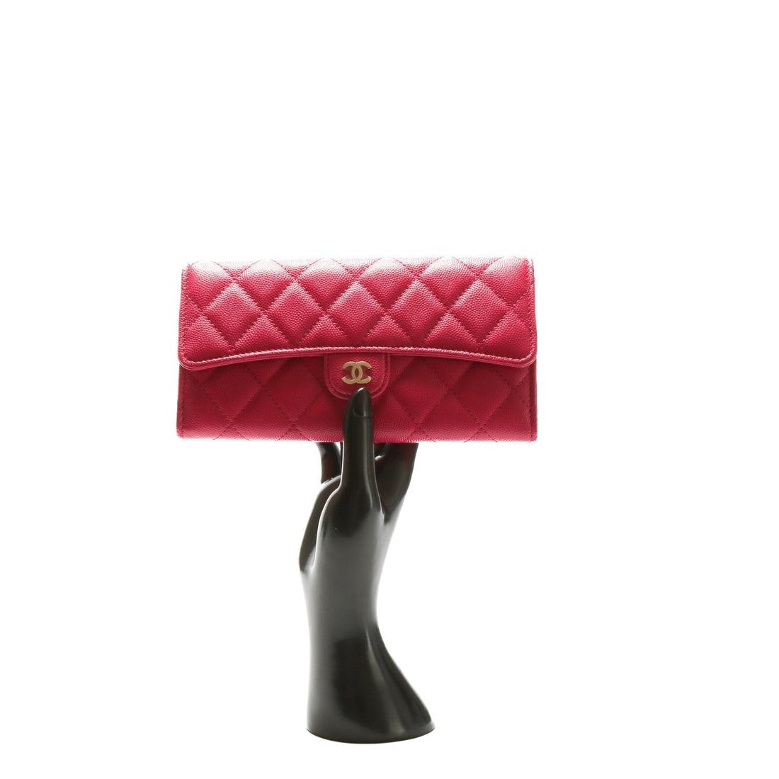 CHANEL CC Gusset Classic Flap Wallet Pink Caviar - Wallet