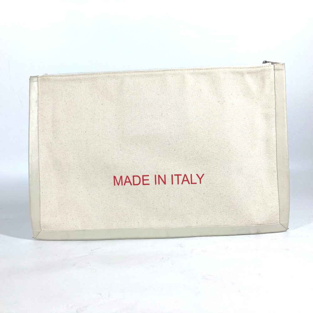 CELINE Clutch bag Leather / canvas white logo Women Used - Bag