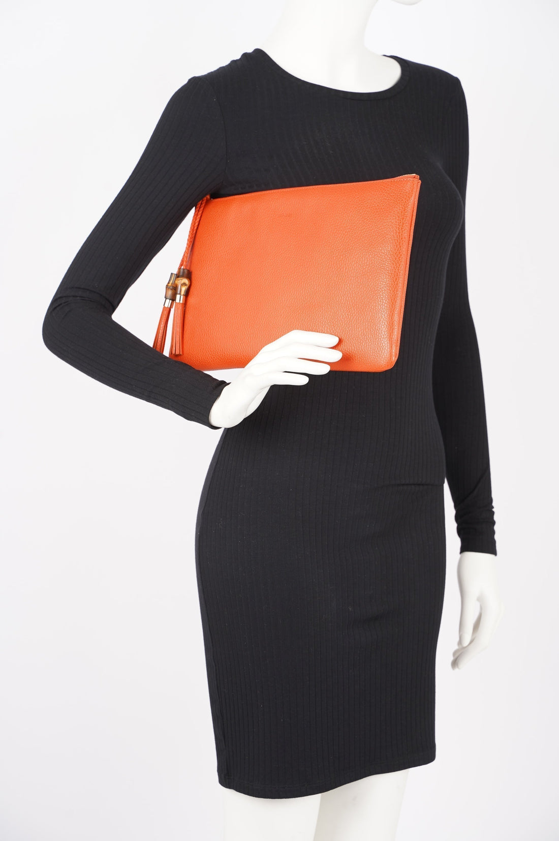Gucci Clutch Bag Bamboo Burnt Orange Leather - Clutch Bag Bamboo