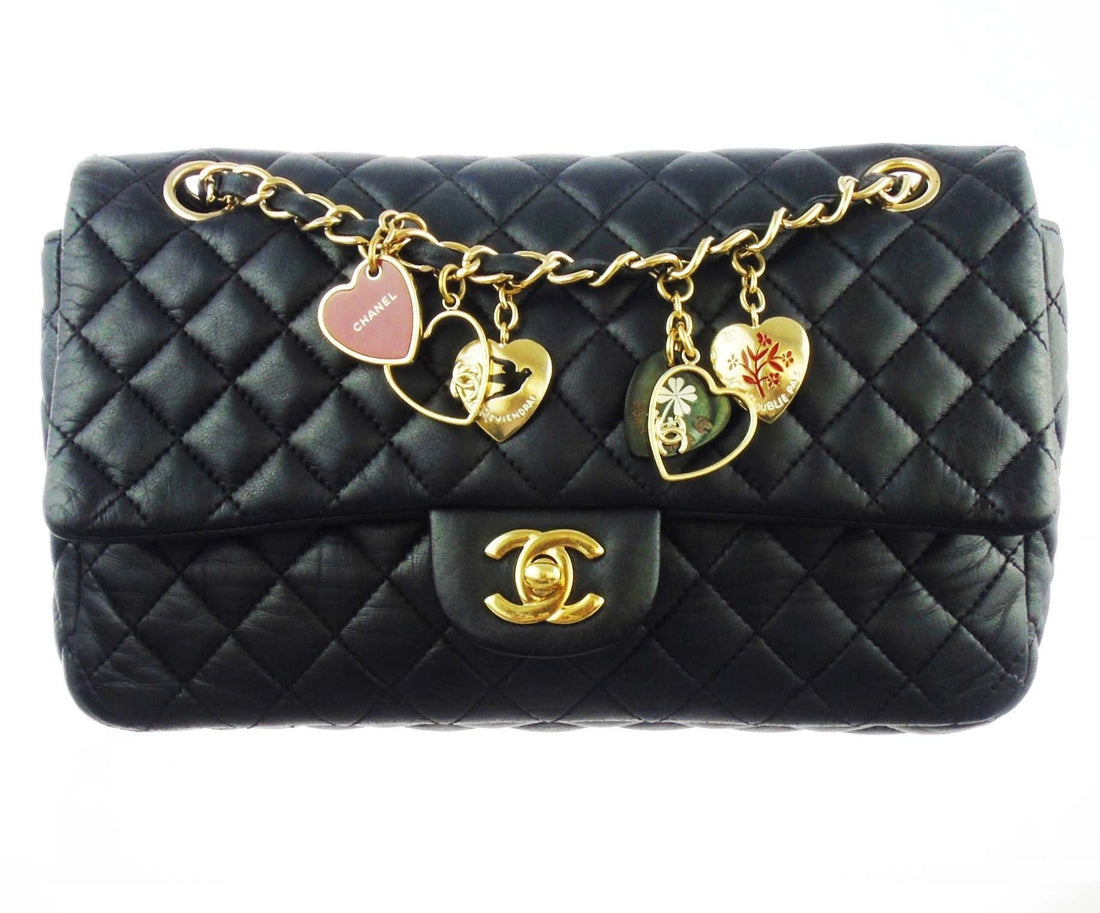 CHANEL classic black flap bag 'valentine charms' - Bag