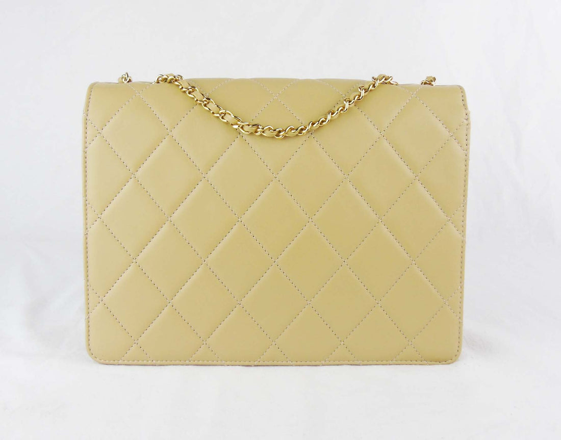CHANEL classic beige leather flap bag 'Golden Class' - Bag
