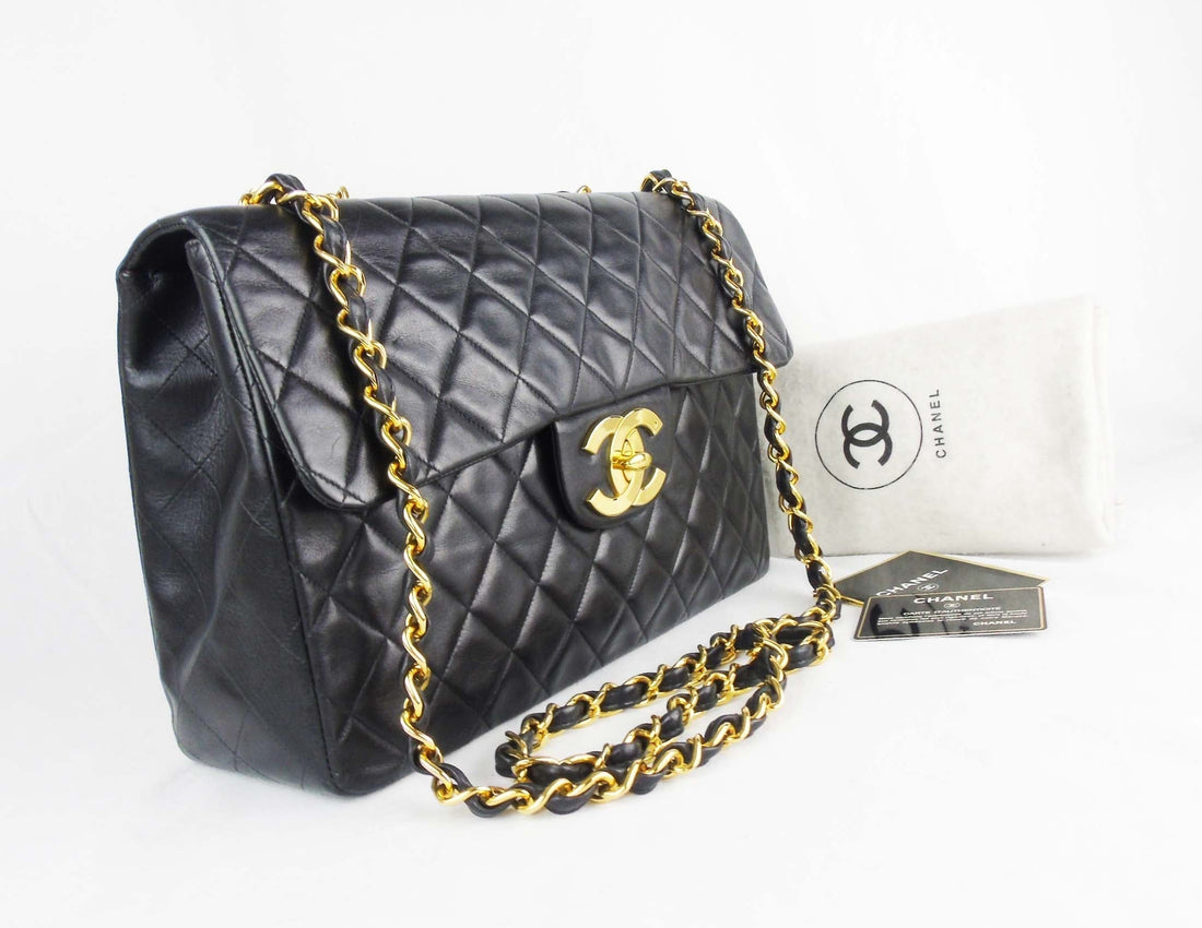 CHANEL Classic  'Jumbo XL' (Maxi) 2.55 Flap bag Black Leather - vintage - Bag