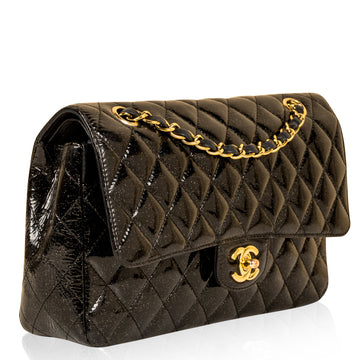 Classic Flap Bag - Medium - Patent Black Glitter - Shoulder Bags