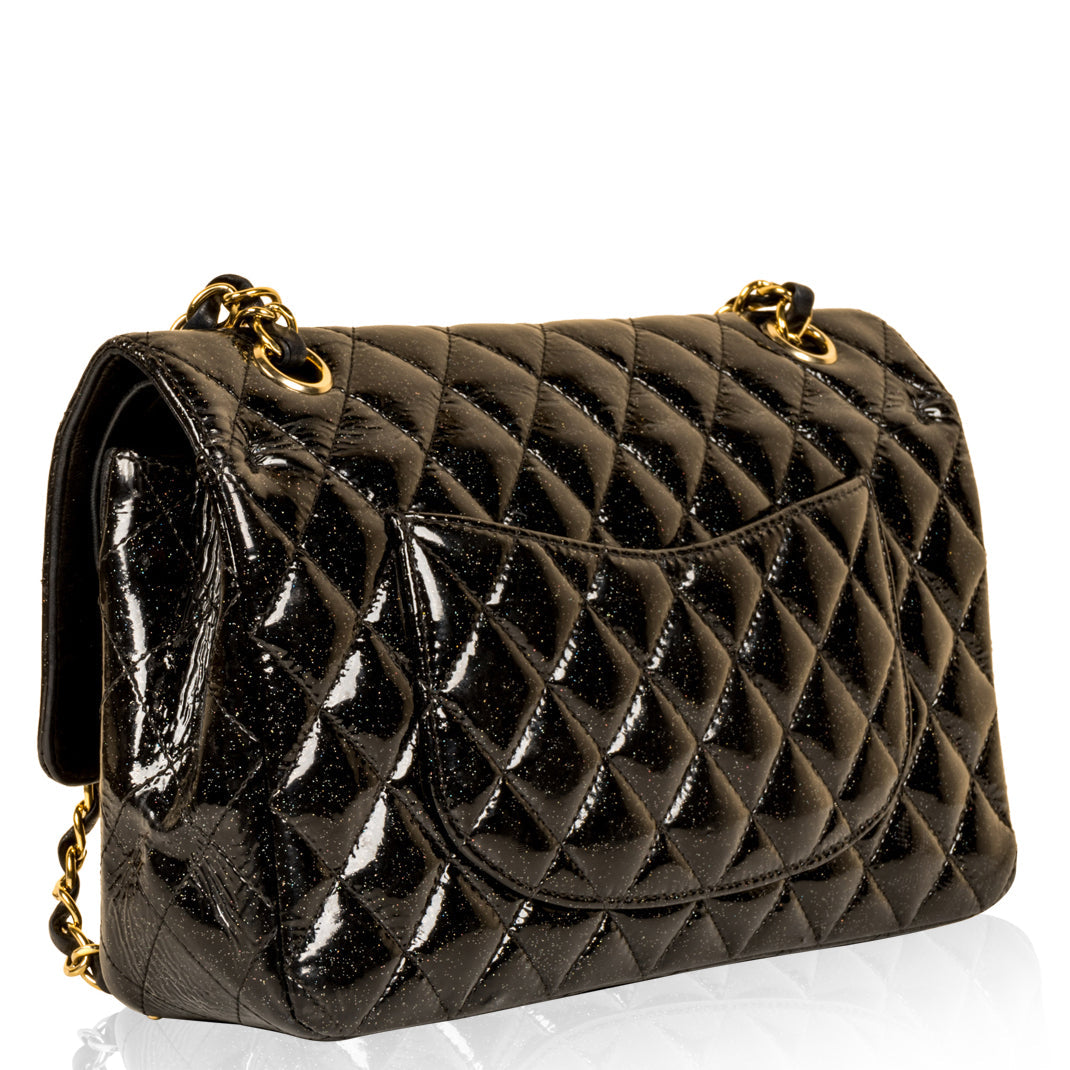 Classic Flap Bag - Medium - Patent Black Glitter - Shoulder Bags - 2