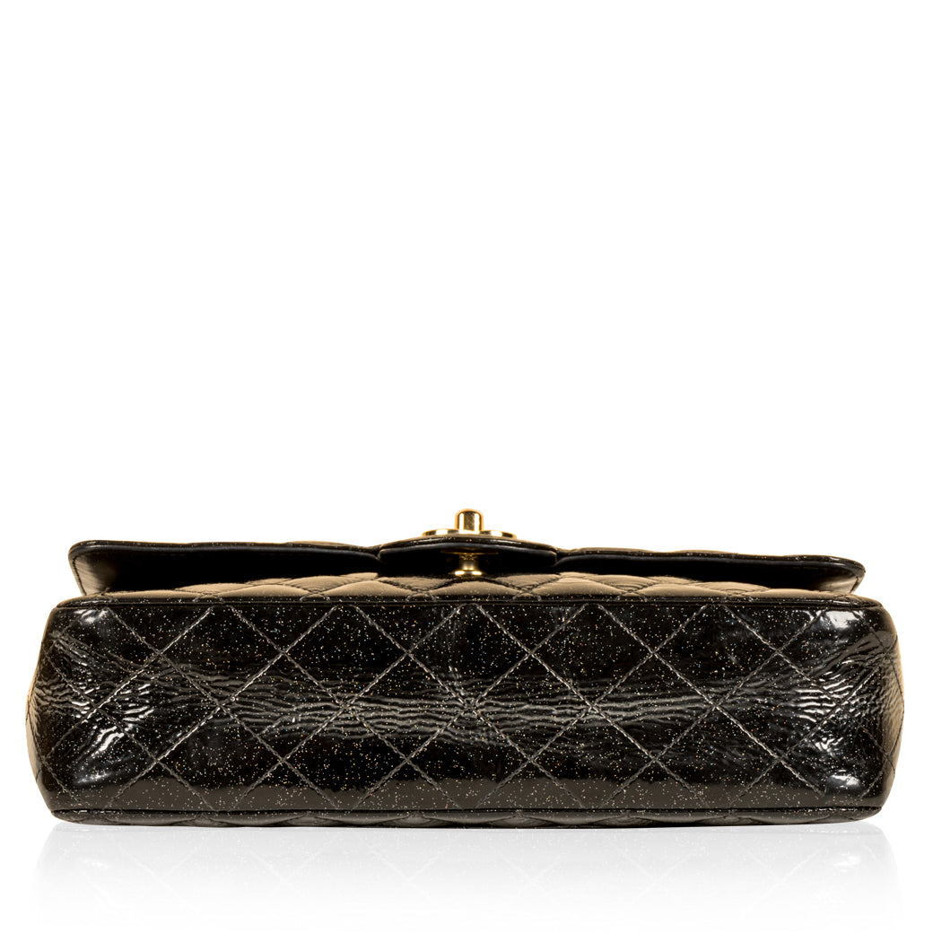 Classic Flap Bag - Medium - Patent Black Glitter - Shoulder Bags - 3