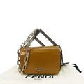 FENDI Nano F Leather Clutch Bag Brown - Handbags, Wallets & Cases