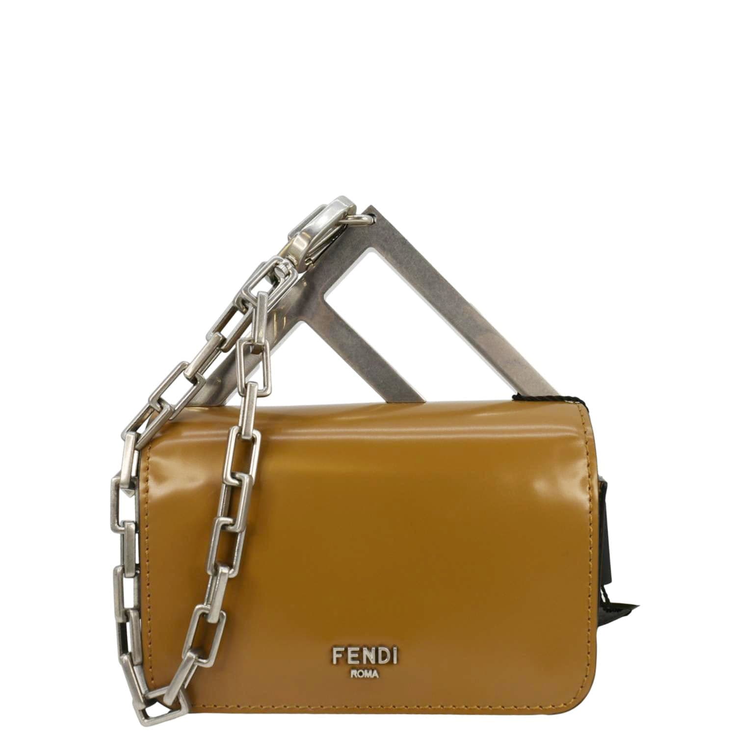 FENDI Nano F Leather Clutch Bag Brown - Handbags, Wallets & Cases - 4