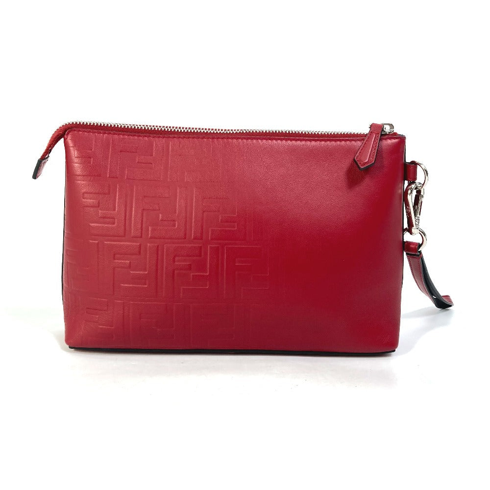 FENDI Clutch bag 7N0106 leather Red Zucca mens Used - Handbags, Wallets & Cases