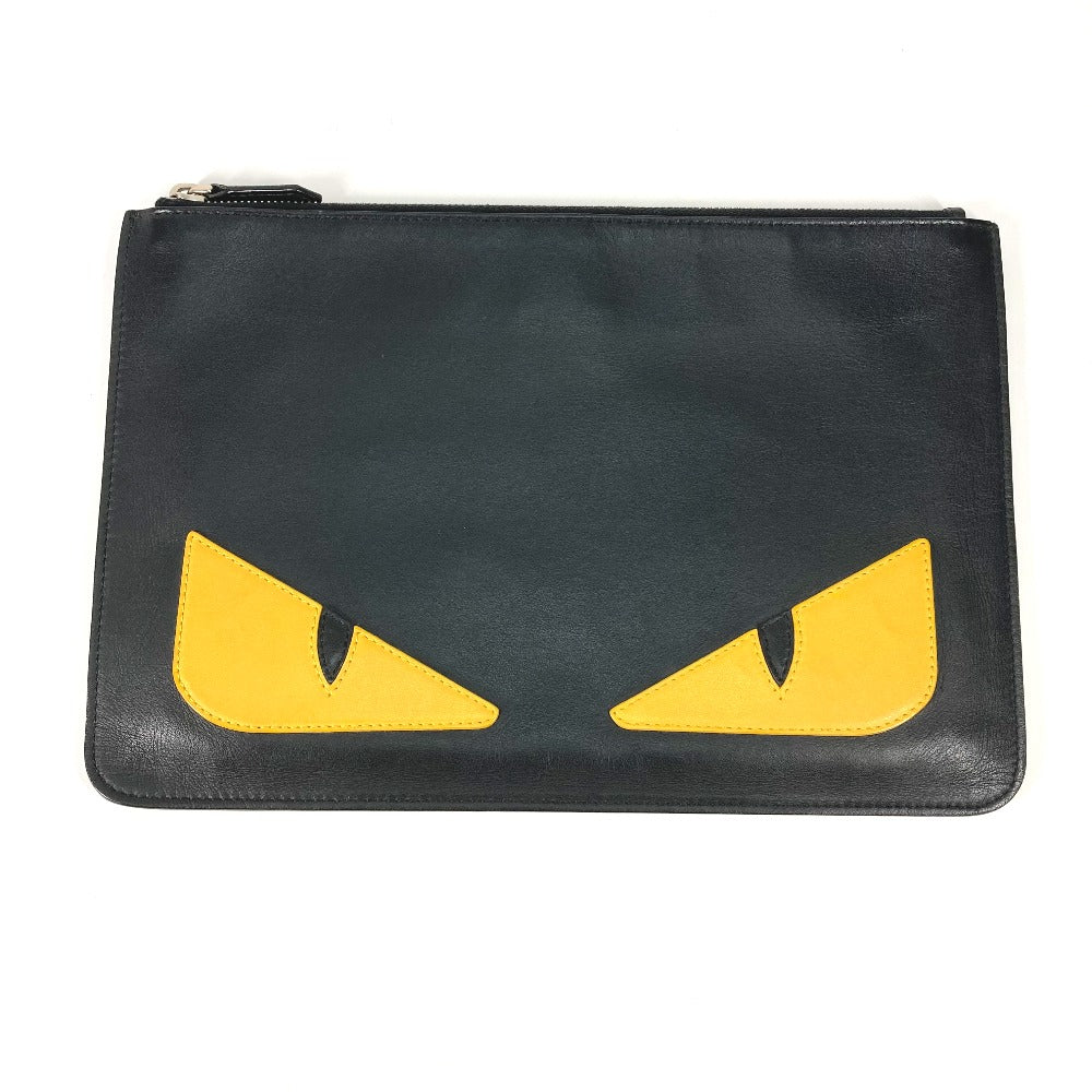 FENDI Clutch bag 7N0078 leather black monster Women Used - Handbags, Wallets & Cases