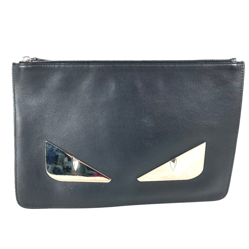 FENDI Clutch bag 7N0078 leather black Monster Bugs mens Used - Handbags, Wallets & Cases - 2