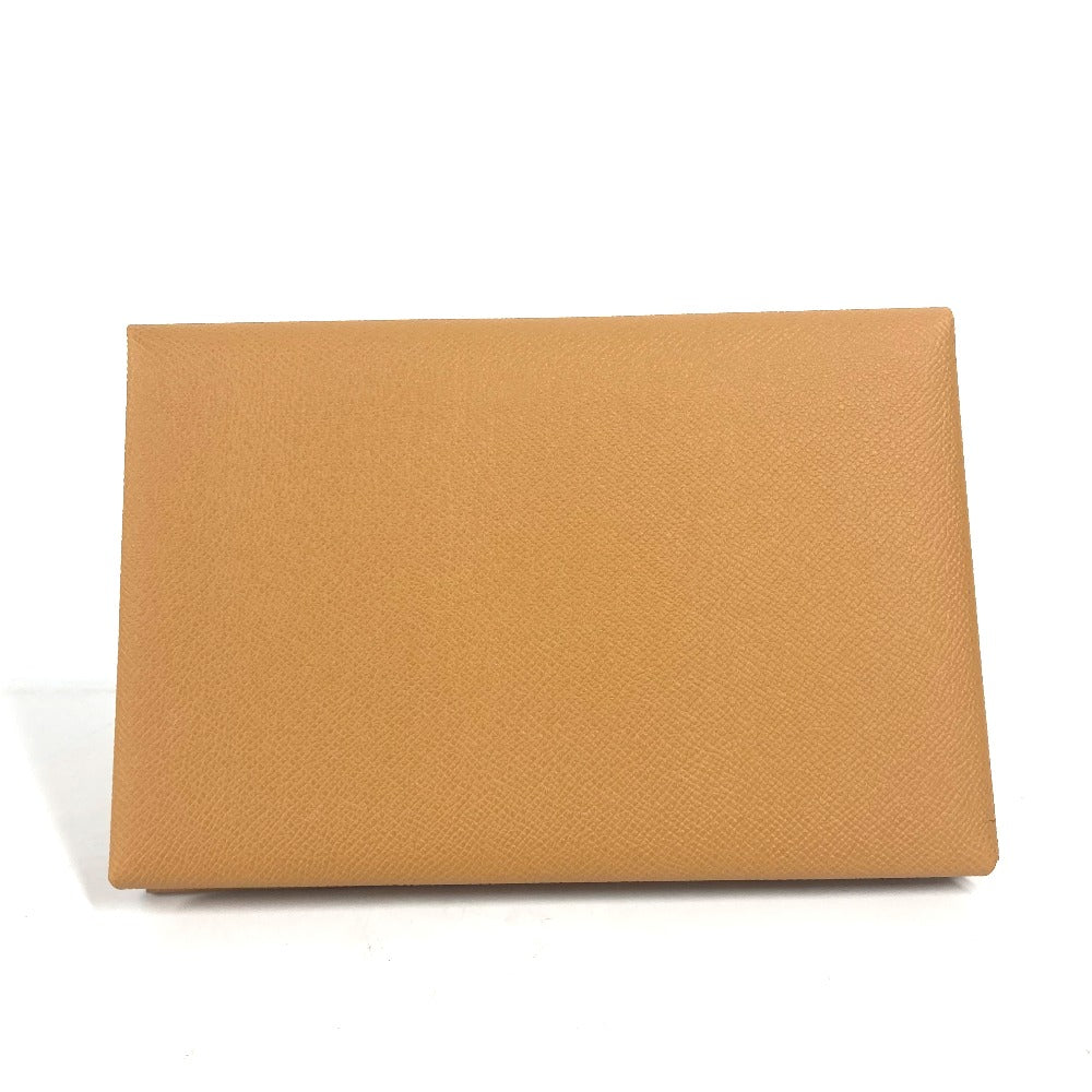 HERMES Clutch bag Epsom Brown x pink With porch Calvi GM unisex(Unisex) Used - Bag