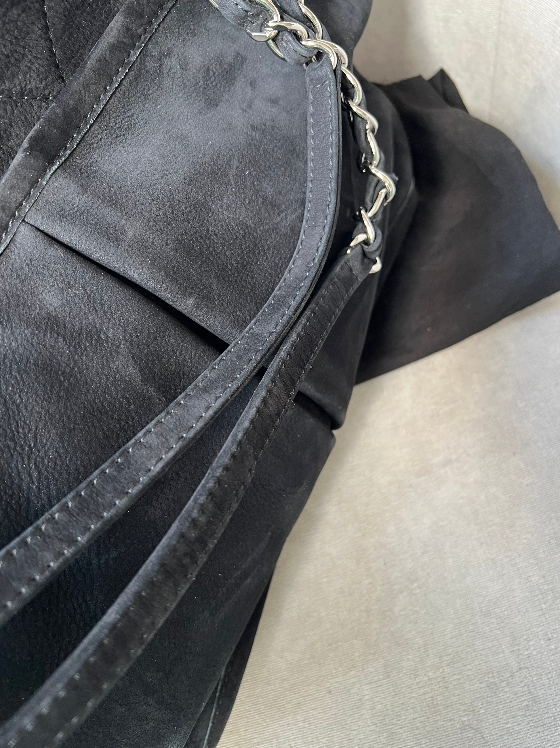 Chanel Natural Beauty Tote in Black Suede Nubuck Caviar with Silver Hardware - 20