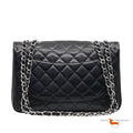 Chanel Classic Single Flap Jumbo Black Caviar Silver - Handbag & Wallet Accessories - 2