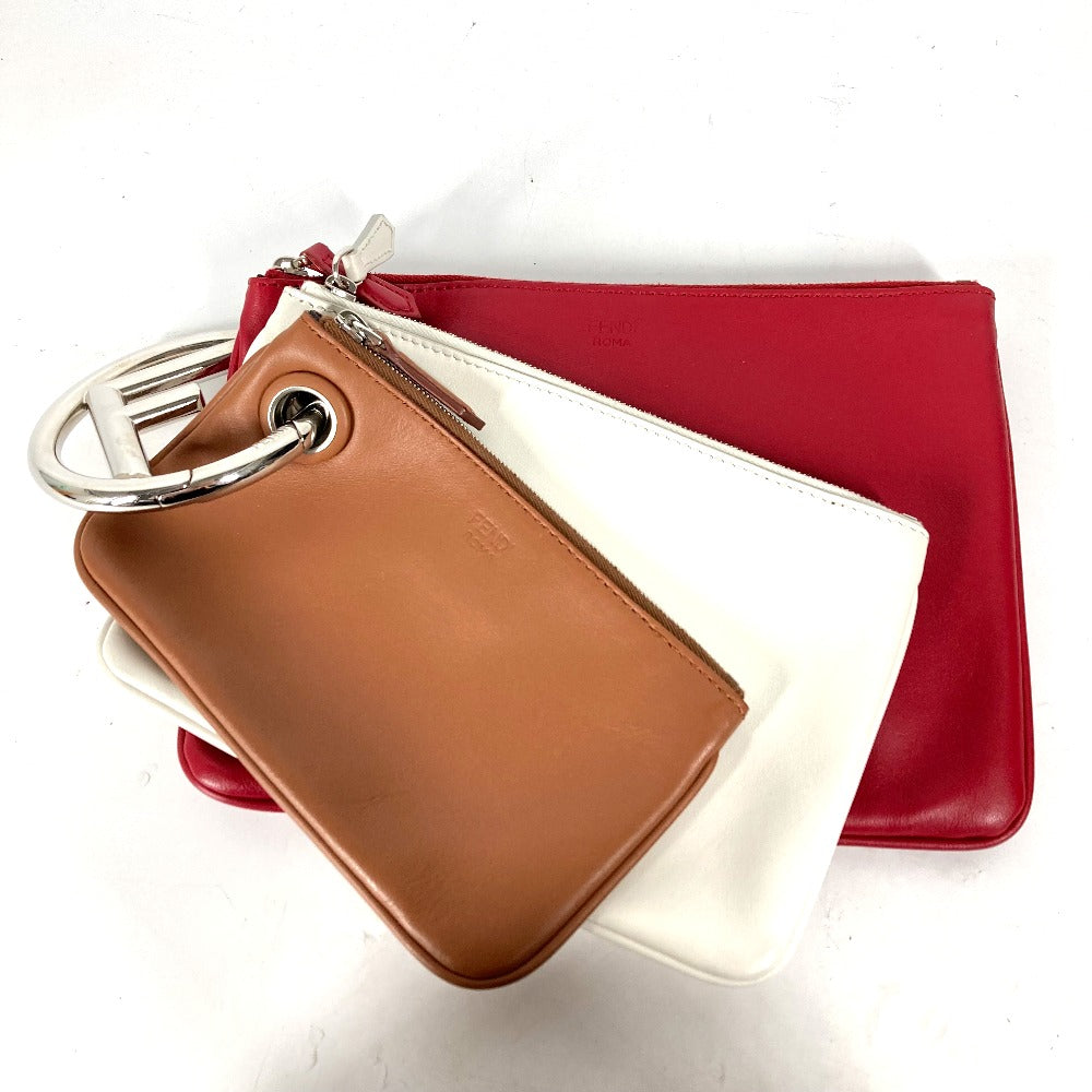 FENDI Clutch bag 8BS001 leather Red Triplet unisex(Unisex) Used - Handbags, Wallets & Cases