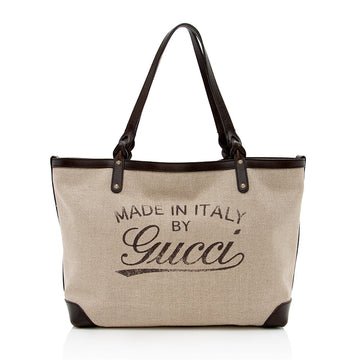 Gucci Canvas Leather Craft Tote - Handbags