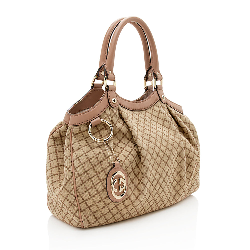 Gucci Diamante Canvas Sukey Medium Tote - Handbags