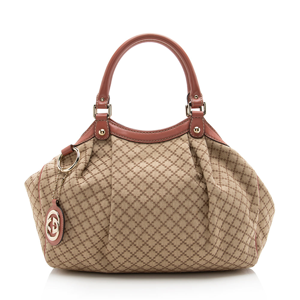 Gucci Diamante Canvas Sukey Medium Tote - Handbags