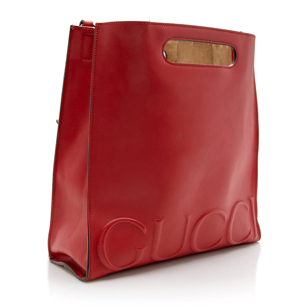 Gucci Embossed Leather XL Tote - Handbags